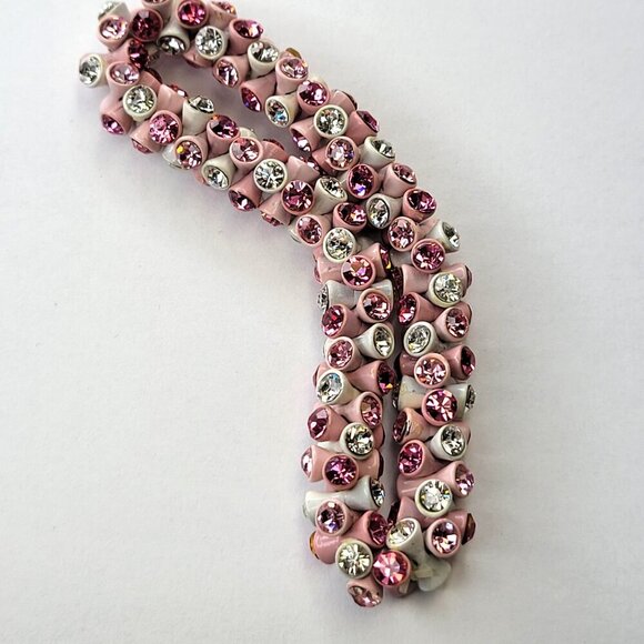 Pink and White Rhinestone Stretch Bracelet - Picture 8 of 12